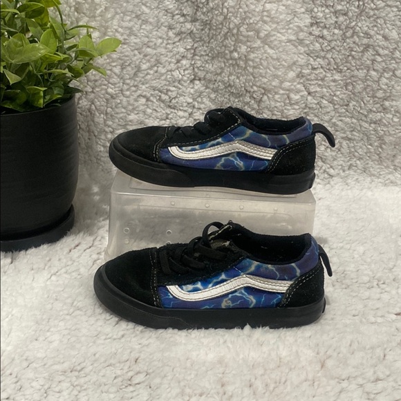 Vans Black and Blue Sneakers with Iridescent Stripe size Toddler 9 - Picture 1 of 6